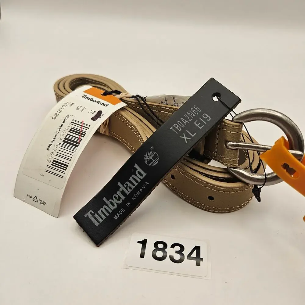 TIMBERLAND WOMEN'S XL OVAL BUCKLE BELT BEIGE MADE IN ROMANIA TB0A2N66 EI9 NWT